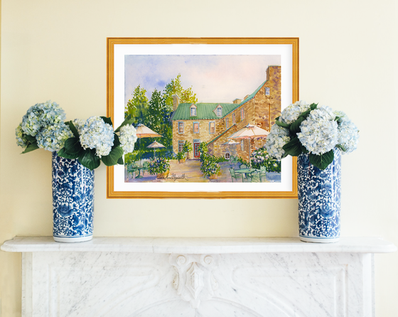 Print of "Cocktails on the Patio – Red Fox Inn"