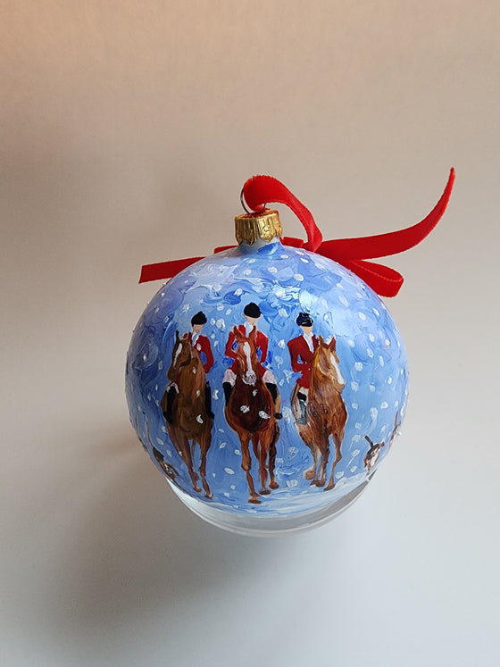 THE HUNT Hand Painted Glass Ornament
