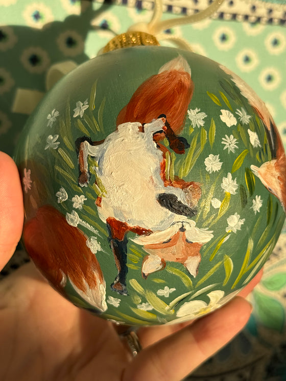 Fox Portrait Hand Painted Ornament