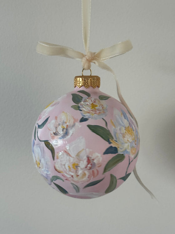 White Peony Hand Painted Ornament