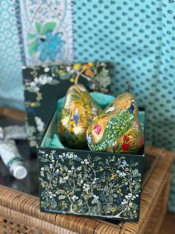 Hand Painted Tropical Pear Baubbles (Set of 2)