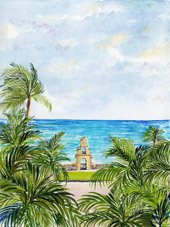 Print of "Palm View of the Clocktower"