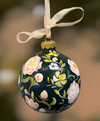 Blushing Peonies on Green Hand Painted Ornament