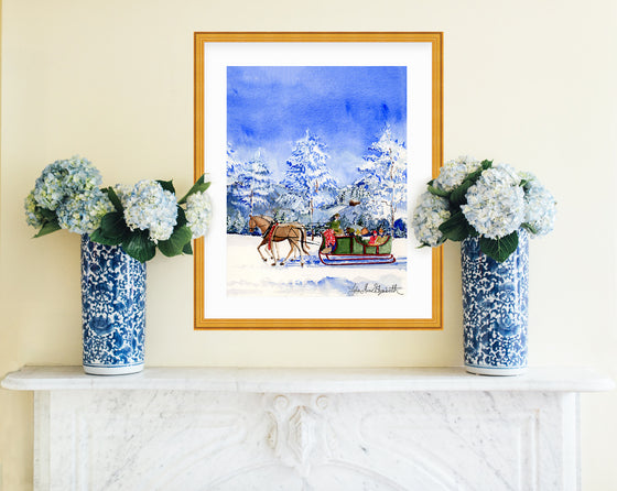 Print of "Sleigh Ride through Gstaad"