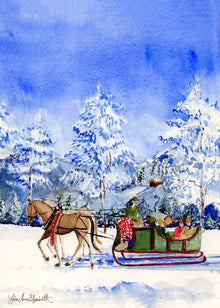  Print of "Sleigh Ride through Gstaad"