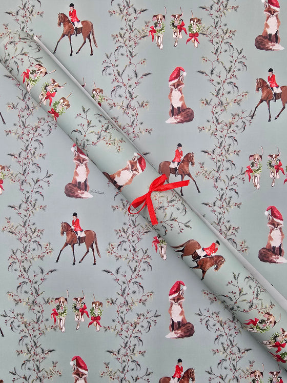 Hunt Characters on Aqua Wrapping Paper