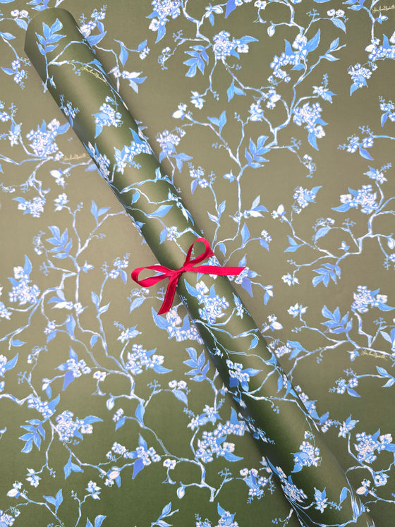 Chinoiserie on Green Wrapping Paper