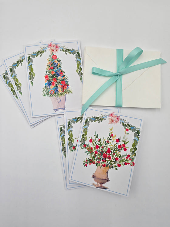 Topiary and Pomegranate Holiday Card Set
