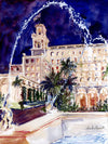Print of "The Breakers at night by the fountain"